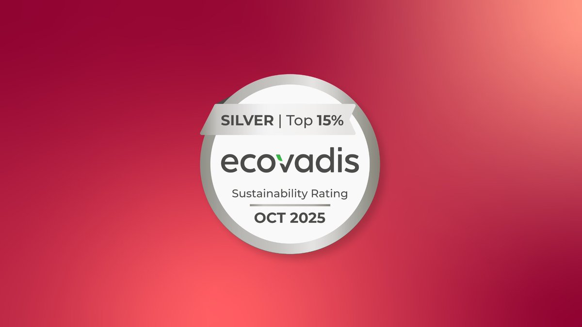 Proud to receive the #EcoVadis Silver Medal for the second year running!

Scoring 76/100 places us in the top 15% of assessed companies - a testament to our commitment to #sustainability and responsible business practices.

View our rating: recognition.ecovadis.com/S31-j_Mp90qhHl…