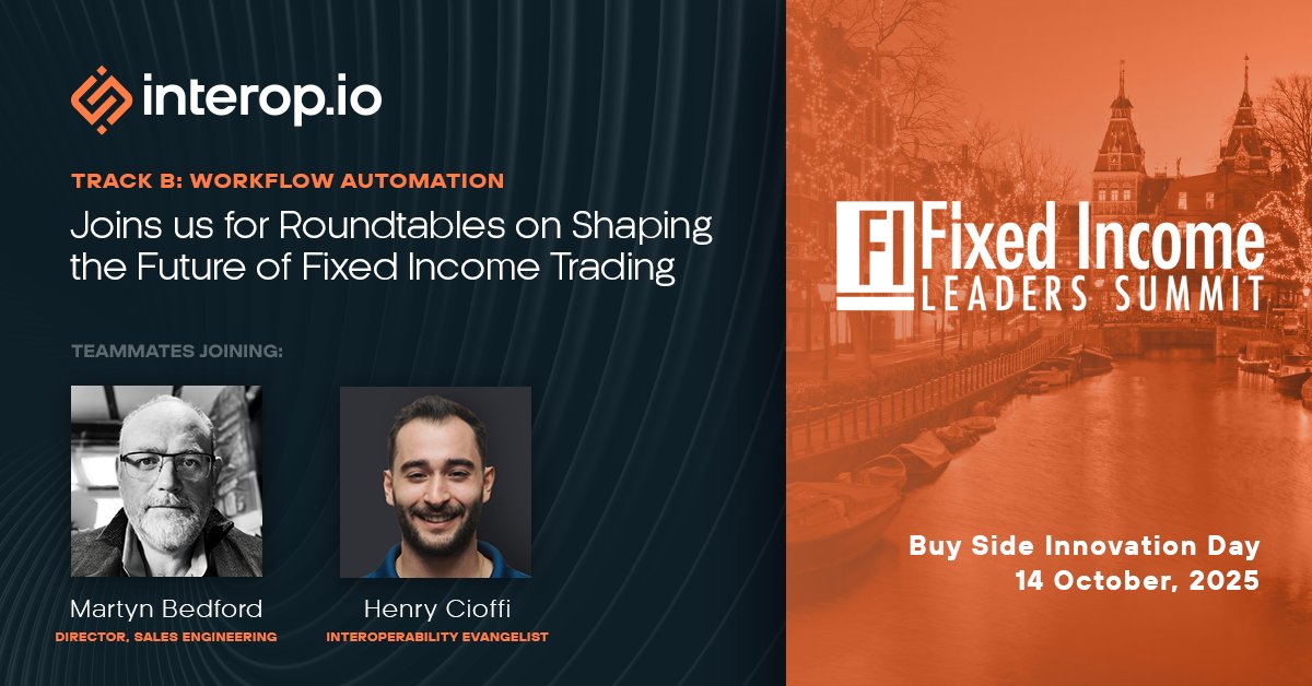 #FILSEU starts tomorrow with #BuySide Innovation Day!

Our team will host a roundtable at Track B: Workflow Automation - diving into how #interoperability &amp; smart workflows are reshaping fixed income trading. Join the conversation if you're attending!

#FILS2025 #FixedIncome