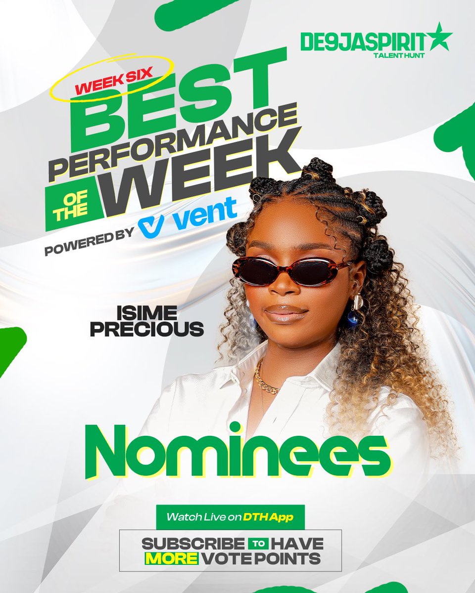 dthngr's tweet image. The judges did their part, now it’s time for YOU to do yours 🔥
Vote your favorite, so they can win a cash price of N500,000 🤩
Download, Subscribe and Vote on the DTH app now.
#de9jaspirittalenthunt #dth