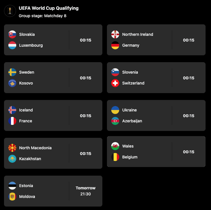 GetPredApp's tweet image. UEFA World Cup qualification matches continue today:
What matches are you betting on today? 👀