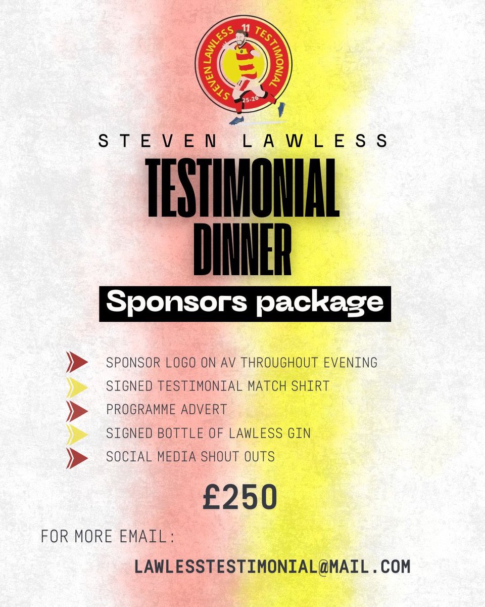 BanzoTestimonial (@sb8testimonial) on Twitter photo β Canβt make the testimonial dinner but still want to get involved?
πOur sponsors package is now available to get you in amongst the action!
π¨ Email lawlesstestimonial@mail.com to find out more β Canβt make the testimonial dinner but still want to get involved?
πOur sponsors package is now available to get you in amongst the action!
π¨ Email lawlesstestimonial@mail.com to find out more