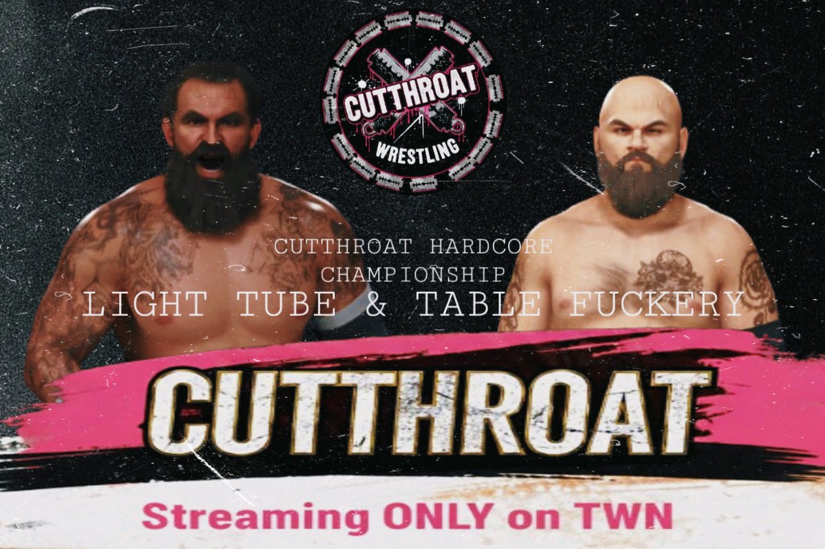 Cutthroat Pro-Wrestling (@thislscutthroat) on Twitter photo ANNOUNCEMENT—DATE TBA
CUTTHROAT HARDCORE CHAMPIONSHIP
LIGHT TUBE & TABLE FUCKERY
MATTHEW BLACK
vs
KARNAGE
You can only win by putting your opponent through a table two times.
LIVE! from the #CutthroatWrestlingCenter
HOSTED BY <a href="/BlaiseMcCoyLTD/">Blaise McCoy-LTD Wrestling</a>
Streaming ONLY on <a href="/TWNetworkTV/">Total Wrestling Network</a> ANNOUNCEMENT—DATE TBA
CUTTHROAT HARDCORE CHAMPIONSHIP
LIGHT TUBE & TABLE FUCKERY
MATTHEW BLACK
vs
KARNAGE
You can only win by putting your opponent through a table two times.
LIVE! from the #CutthroatWrestlingCenter
HOSTED BY <a href="/BlaiseMcCoyLTD/">Blaise McCoy-LTD Wrestling</a>
Streaming ONLY on <a href="/TWNetworkTV/">Total Wrestling Network</a>