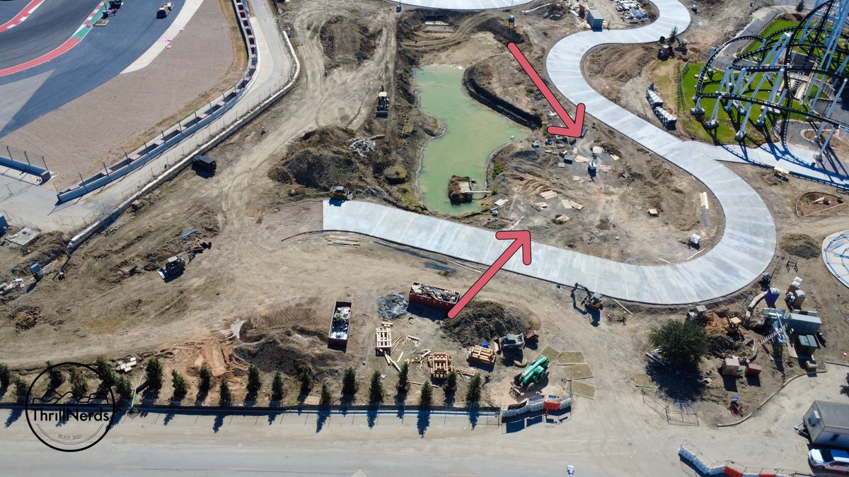 Footers are being worked on for the S&amp;S Screamin' Swing. should be nice to have it going over the pond that is being put in. lots of interaction with the pathing as well