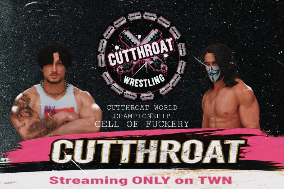Cutthroat Pro-Wrestling (@thislscutthroat) on Twitter photo ANNOUNCEMENT—DATE TBA
CUTTHROAT WORLD CHAMPIONSHIP
CELL OF FUCKERY
MAX DRAYTON
vs
JOHN DOE (c)
Max accepts the open challenge & an outsider will be challenging for the title.
LIVE! from the #CutthroatWrestlingCenter
HOSTED BY <a href="/BlaiseMcCoyLTD/">Blaise McCoy-LTD Wrestling</a>
Streaming ONLY on <a href="/TWNetworkTV/">Total Wrestling Network</a> ANNOUNCEMENT—DATE TBA
CUTTHROAT WORLD CHAMPIONSHIP
CELL OF FUCKERY
MAX DRAYTON
vs
JOHN DOE (c)
Max accepts the open challenge & an outsider will be challenging for the title.
LIVE! from the #CutthroatWrestlingCenter
HOSTED BY <a href="/BlaiseMcCoyLTD/">Blaise McCoy-LTD Wrestling</a>
Streaming ONLY on <a href="/TWNetworkTV/">Total Wrestling Network</a>