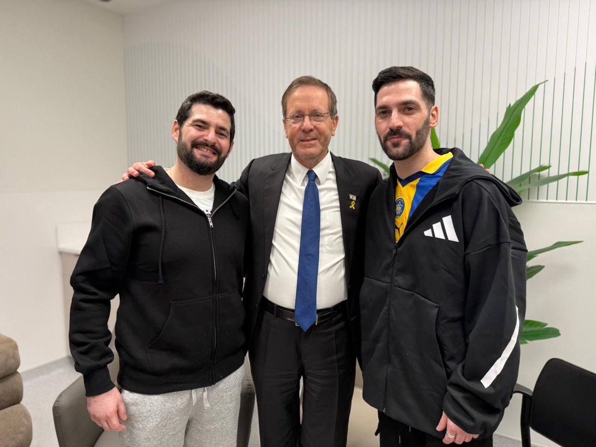 EylonALevy's tweet image. President Isaac Herzog with the Berman twins