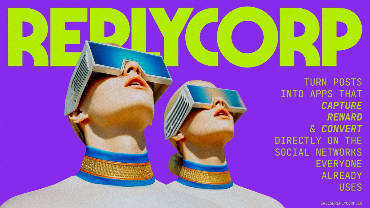 ReplyCorp's tweet image. Wondering what ReplyCorp can do for you?
Check out our sales deck in this thread!

HEY YOU READING THIS:
If you share this post, and anyone who engages with your post becomes a customer, you will get a referral reward!

How do we pull that off? Our Social Super-App called