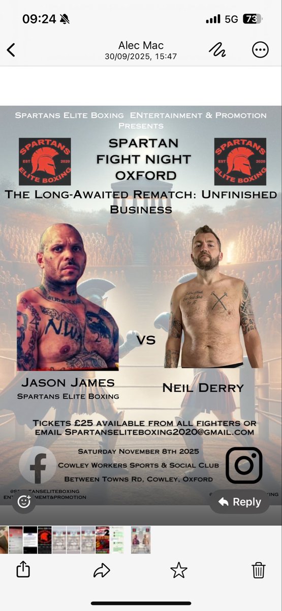 Back in Oxford 🥊 msg me if you’d like a ticket