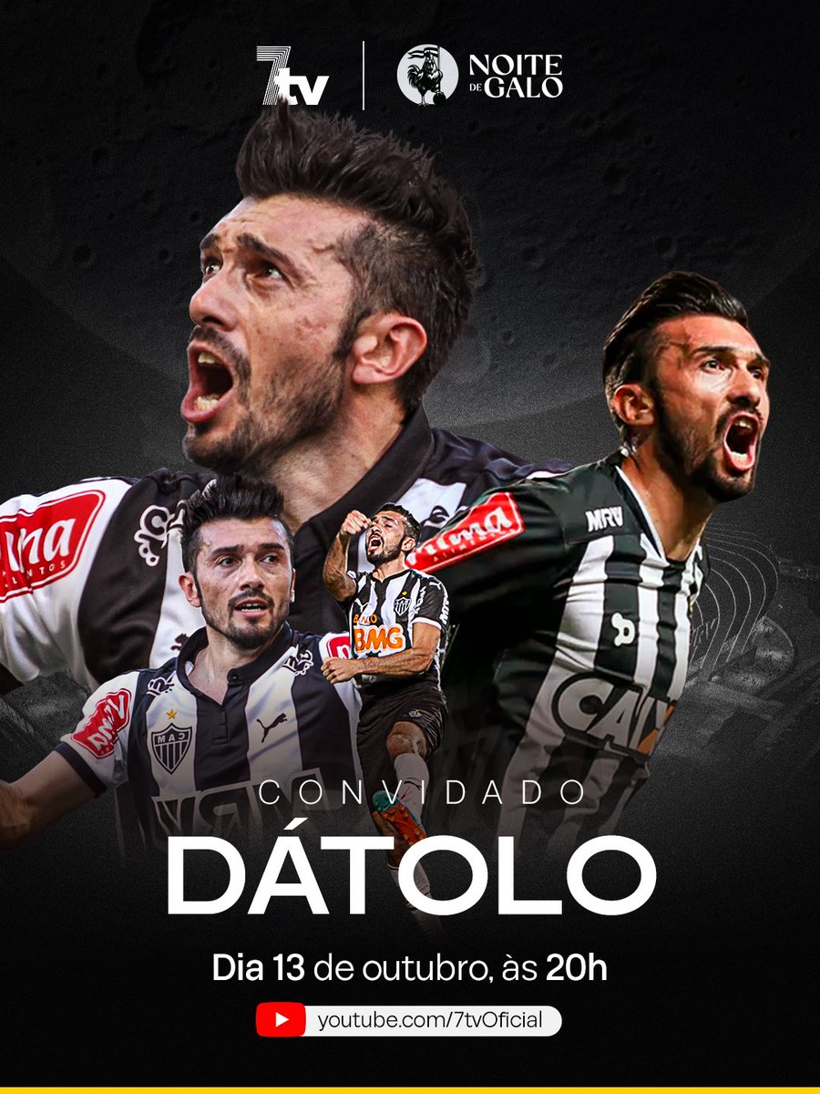 noitedegalo_'s tweet photo. O nível dos convidados do Noite de Galo só aumenta! 🖤

E o destaque desta semana é o ex-meia Dátolo, ídolo que marcou época e conquistou inúmeros títulos pelo alvinegro! 

Hoje, às 20h, na 7tv! https://t.co/JriATKgDMq