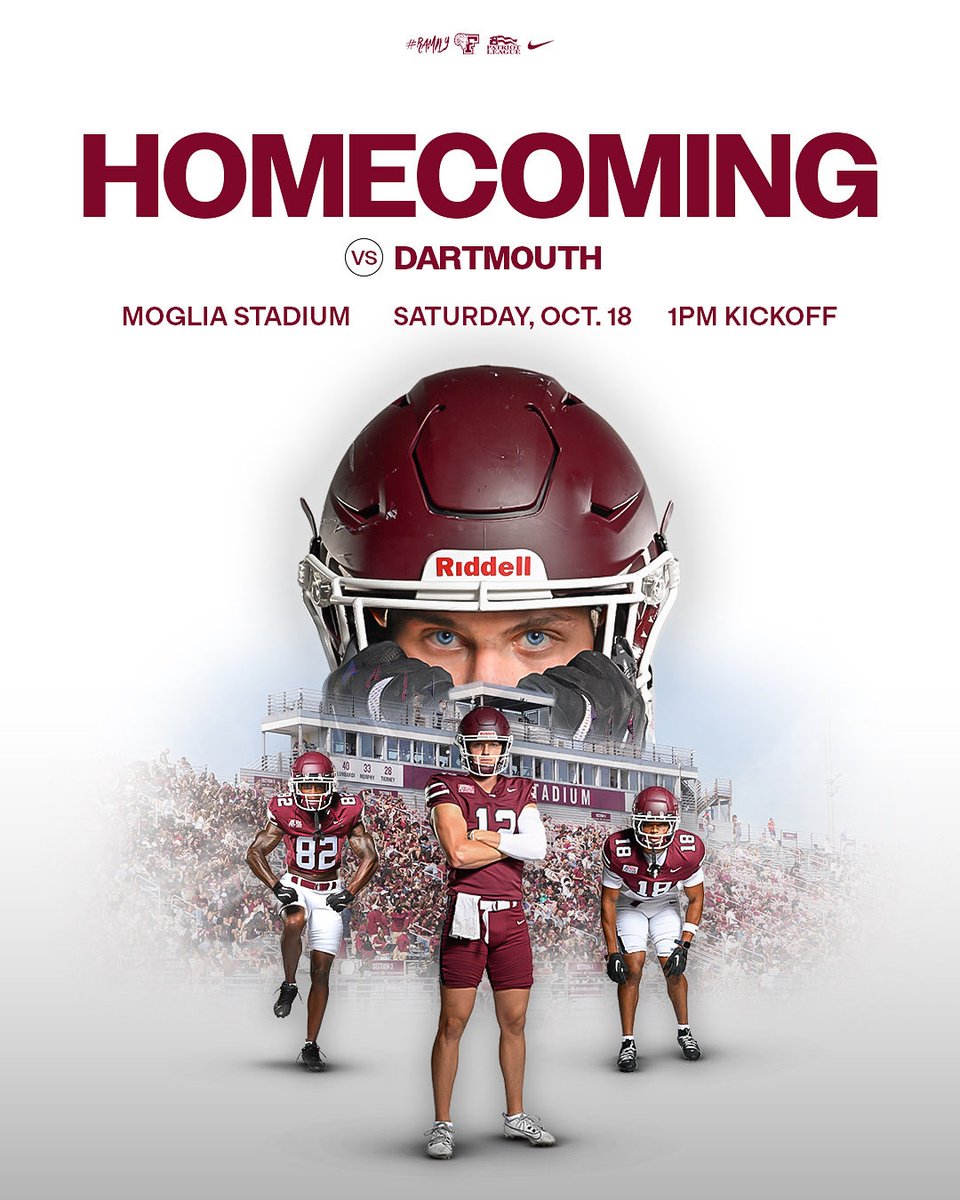 SATURDAY. 

We can’t wait to welcome back our alumni and family and friends for our annual Homecoming game! Be sure to secure your tickets soon with the link in our bio, and check out fordhamsports.com for more information about this year’s Homecoming festivities. 

#RAMILY
