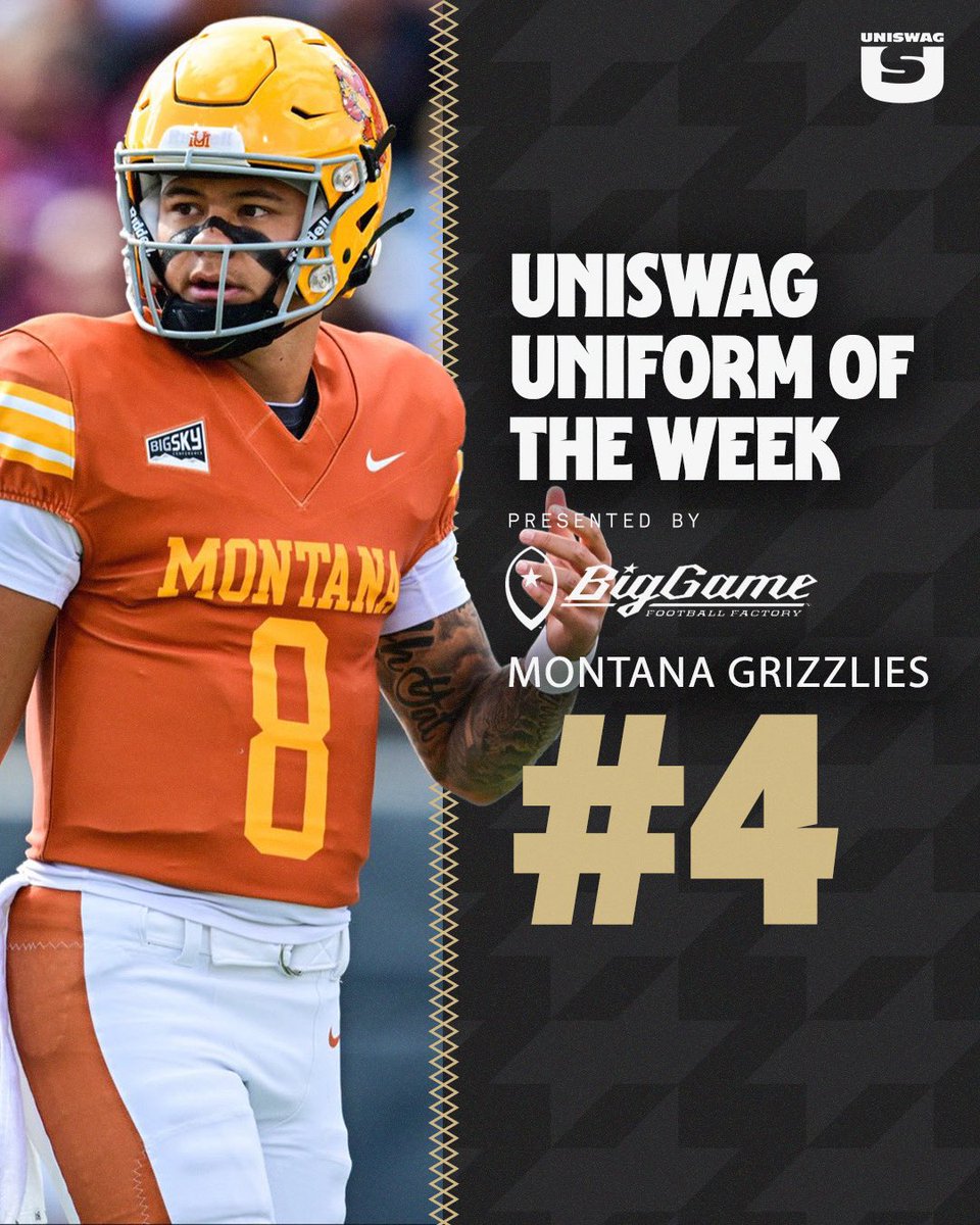 UNISWAG Week 7 Uniform of the Week Countdown presented by <a href="/BigGameUSA/">Big Game USA</a> 

#4 <a href="/MontanaGrizFB/">Montana Griz Football</a> 

#uniswag