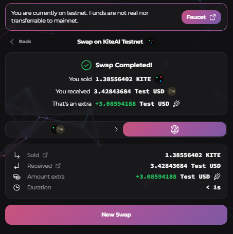 🪁 Today’s topic: How to earn 50 XP/day on <a href="/GoKiteAI/">KITE AI</a> Ozone Testnet using token Swaps

1️⃣ Open Ozone Testnet and tap on the Swap option from the bottom menu.

2️⃣ Claim KITE tokens from the faucet before starting.

3️⃣ Now perform two swaps from the Swap page.
Each swap gives you