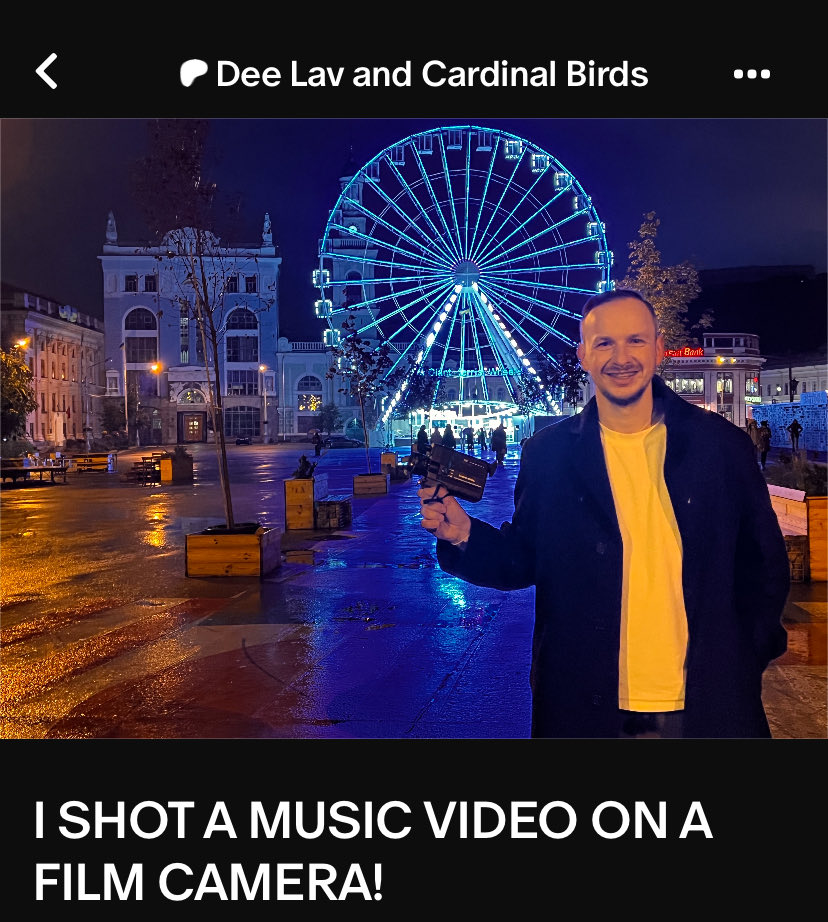 DeeLavMusic's tweet image. In the 21st century, in the age of digital technology, I shot a music video in Kyiv 🇺🇦 at night using a vintage film camera 🎥 I'm sharing details of the shoot in a new post on my Patreon right now…link below ⬇️
