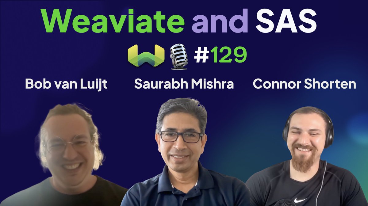 CShorten30's tweet image. I am SUPER excited to publish the 129th episode of the Weaviate Podcast featuring Saurabh Mishra and Bob van Luijt (@bobvanluijt)! 🎉

Weaviate and SAS is a force to reckon with in Enterprise AI! 🤝🚀

The podcast dives into the SAS Retrieval Agent Manager (RAM), and all sorts of…