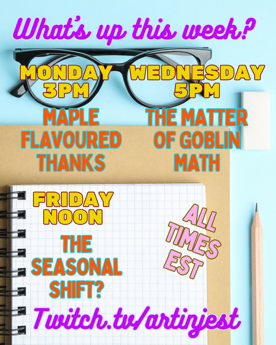 artinjest's tweet photo. We need to make it through this madness and THAT MEANS THE HAMMERTOBER NEEDS TO NOT YOU GOBLINS. Let's all take a vow of reasonable and make our way to our sits mats - it's time for a whole new week! #liveontwtich #streamschedule #whatsupthisweek https://t.co/67BllQNlRR
