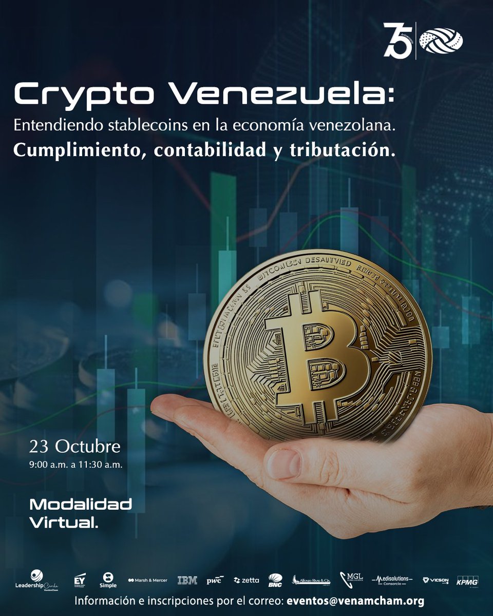 ¿Qué debes conocer sobre las Criptomonedas? ¡Potencia tu capacidad de toma de decisiones informadas e innovación en modelos de negocio!

👉 Amplía la agenda y conoce todos los detalles en nuestra web: venamcham.org

✉️ ¡Regístrate y asegura tu cupo!