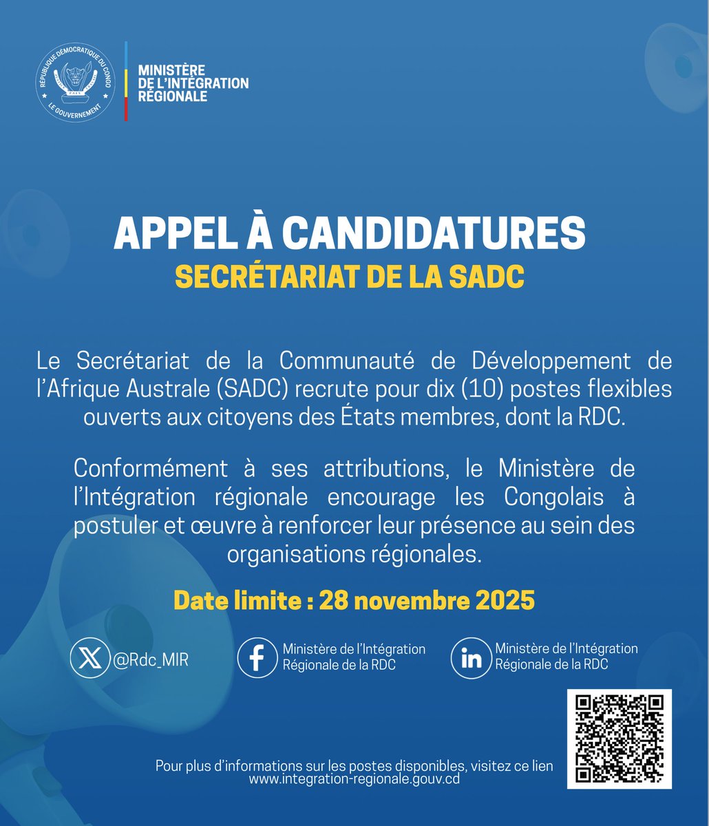 Conformément à ses attributions, le Ministère de l’Intégration Régionale veille également à la formation et au placement des cadres congolais au sein des organisations sous-régionales et régionales.

Cette mission vise à renforcer la présence de la RDC dans les institutions