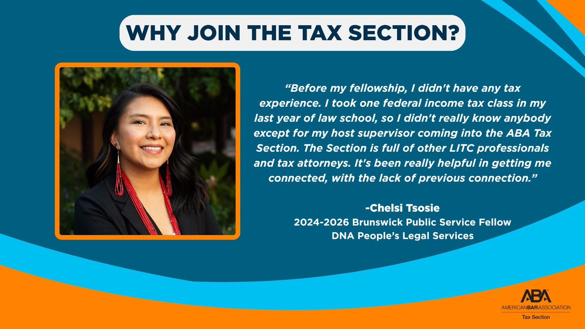💼 #MemberMonday

Hear how the ABA Tax Section helped this member go from limited experience to feeling fully supported by a community of LITC professionals and tax attorneys.

🔗 Want to get involved? Join us today! ambar.org/jointax 

 #ABATax #TaxLaw #LITC #TaxCommunity