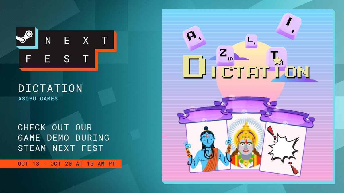 Dictation_EN's tweet photo. 🔴We are joining on this #SteamNextFest !!!
📖Prepare your internal dictionary. Create good perk combos and long words to climb on the leaderboard.

❤️Try the demo and wishlist it here: https://t.co/pBOdDqTfc8

#Demo #indiegames #game #wordgame #roguelike https://t.co/tMCXIbgOaC