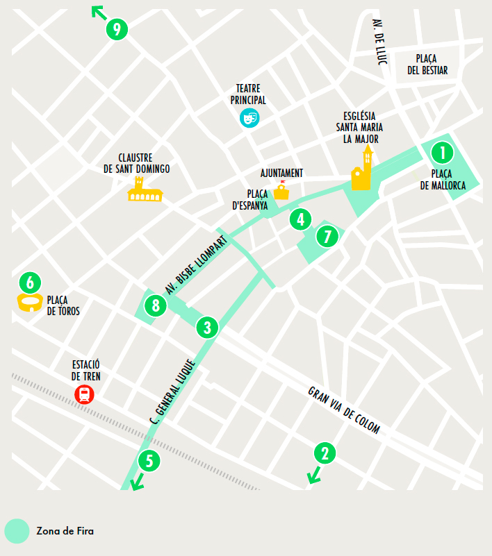 📍 Ja pots situar-te!
Aquest és el mapa dels espais on viurem la màgia de la Primera Fira 🎪🌸🌞
Activitats, tallers, art i tradició t’esperen aquest cap de setmana a Inca! #FiresInca2025 <a href="/incaciutat/">Ajuntament d’Inca</a> <a href="/dijousbo/">Fires Inca 2025</a>