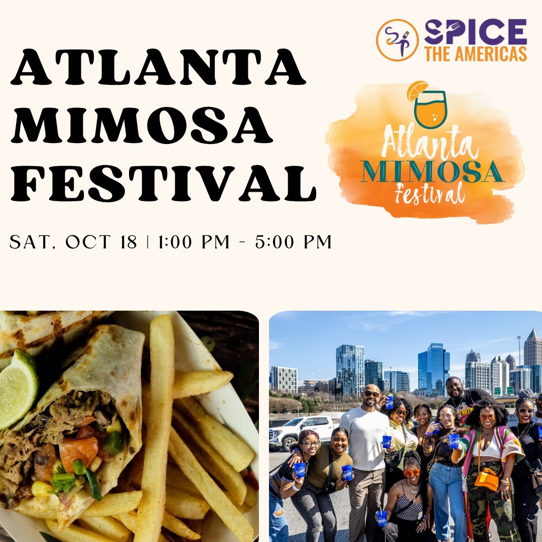 Don't have plans this weekend? 🥂 
Come find us at the Atlanta Mimosa Festival at Historic 4th Ward Skatepark!🌶️ Spice The Americas is serving up bold flavors you don't want to miss! 🔥
#spicetheamericas #atlantamimosafestival #thingstodoinatlanta