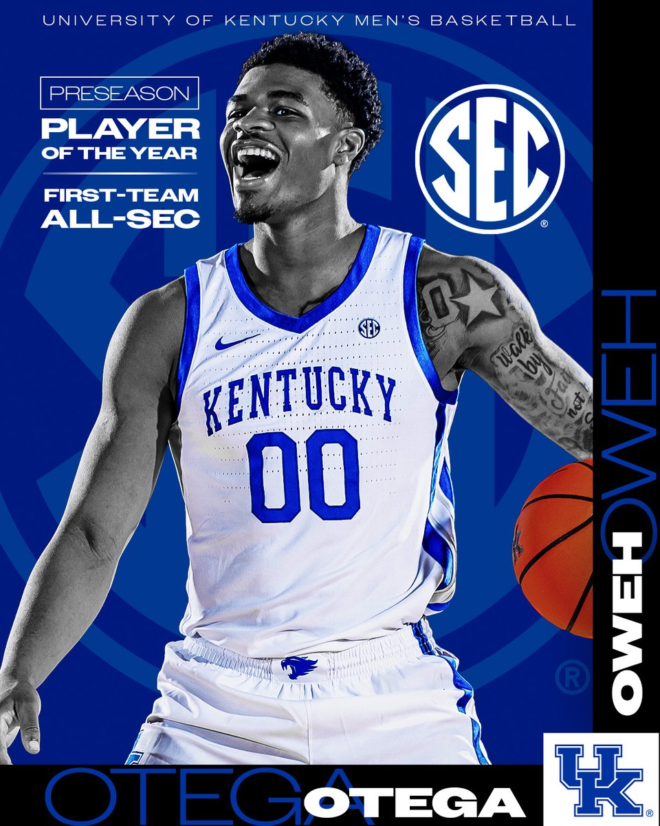 Kentucky Men’s Basketball (@kentuckymbb) on Twitter photo Preseason <a href="/SEC/">Southeastern Conference</a> Player of the Year, <a href="/OtegaOweh/">Otega Oweh</a> 😼
📰🔗 ukathletics.com/news/2025/10/1… Preseason <a href="/SEC/">Southeastern Conference</a> Player of the Year, <a href="/OtegaOweh/">Otega Oweh</a> 😼
📰🔗 ukathletics.com/news/2025/10/1…