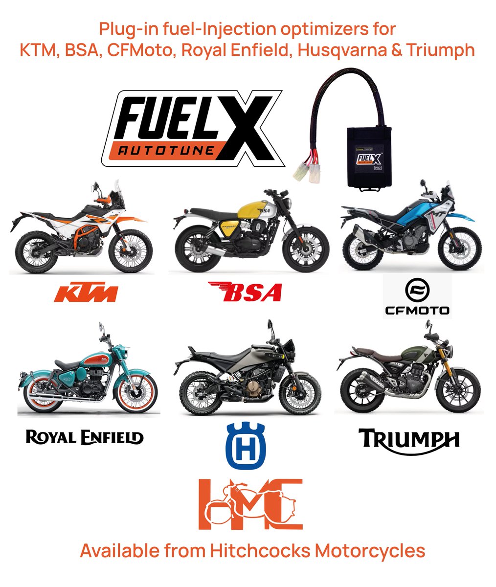 HitchcocksM's tweet image. Plug-in fuel-Injection optimizers for KTM, BSA, CFMoto, Royal Enfield, Husqvarna &amp;amp; Triumph
#RoyalEnfield #fuelx #fuelinjectionoptimizer #bear650 #himalayan #fueloptimizer #supermeteor #bullet #fuelinjection #plugandplay #Husqvarna #KTM #cfmoto #bsa #triumph #fuelxautotune