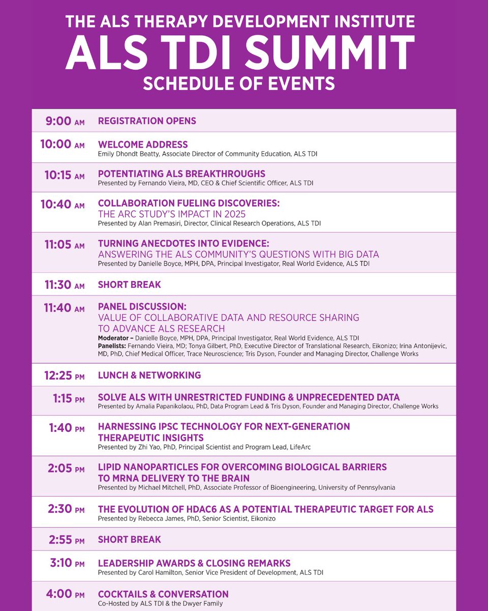ALSTDI's tweet photo. Summit day is almost here! 🙌 Join us this Friday for the ALS TDI Summit — a free conference sharing the latest breakthroughs in ALS research.

There’s still time to register to attend virtually 🌍
👉 https://t.co/SNm0rgU7fb https://t.co/ulRT1bJU1Z