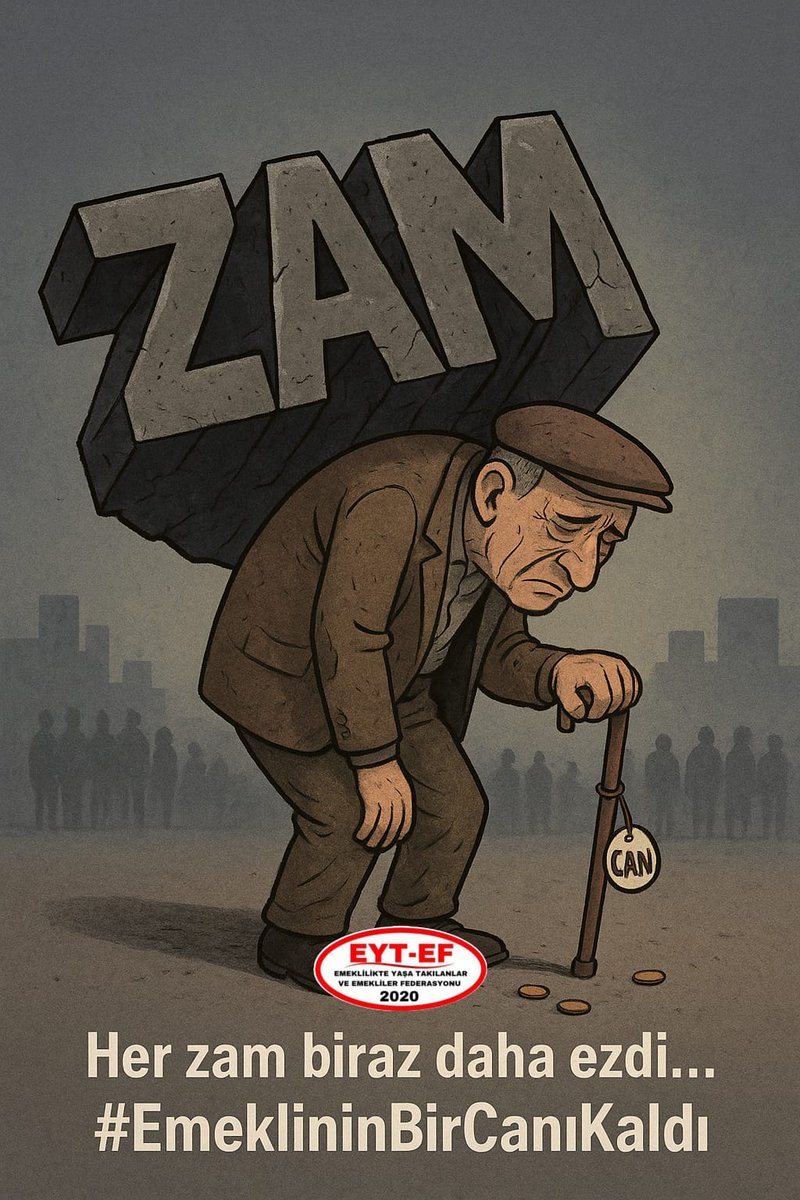 1.5
 👇
#EmeklininBirCanıKaldı

Bir ömür verip devletine güvenen #Emekli nin;
Ne huzuru kaldı,
ne sağlığı ne de gücü !

Her ay biraz daha yoksullaştı,
her zam biraz daha ezdi,
her vaad biraz daha kandırdı.

Geriye bir "canı" kaldı !

#5000KısmiSözeAldandı
<a href="/RTErdogan/">Recep Tayyip Erdoğan</a>
<a href="/isikhanvedat/">Prof. Dr. Vedat Işıkhan</a>