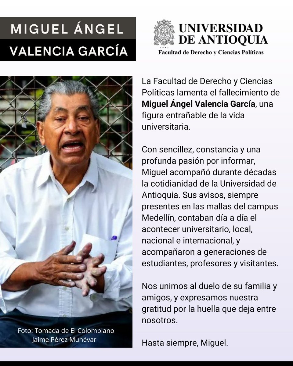 Facultad de Derecho y Ciencias Políticas UdeA tweet media