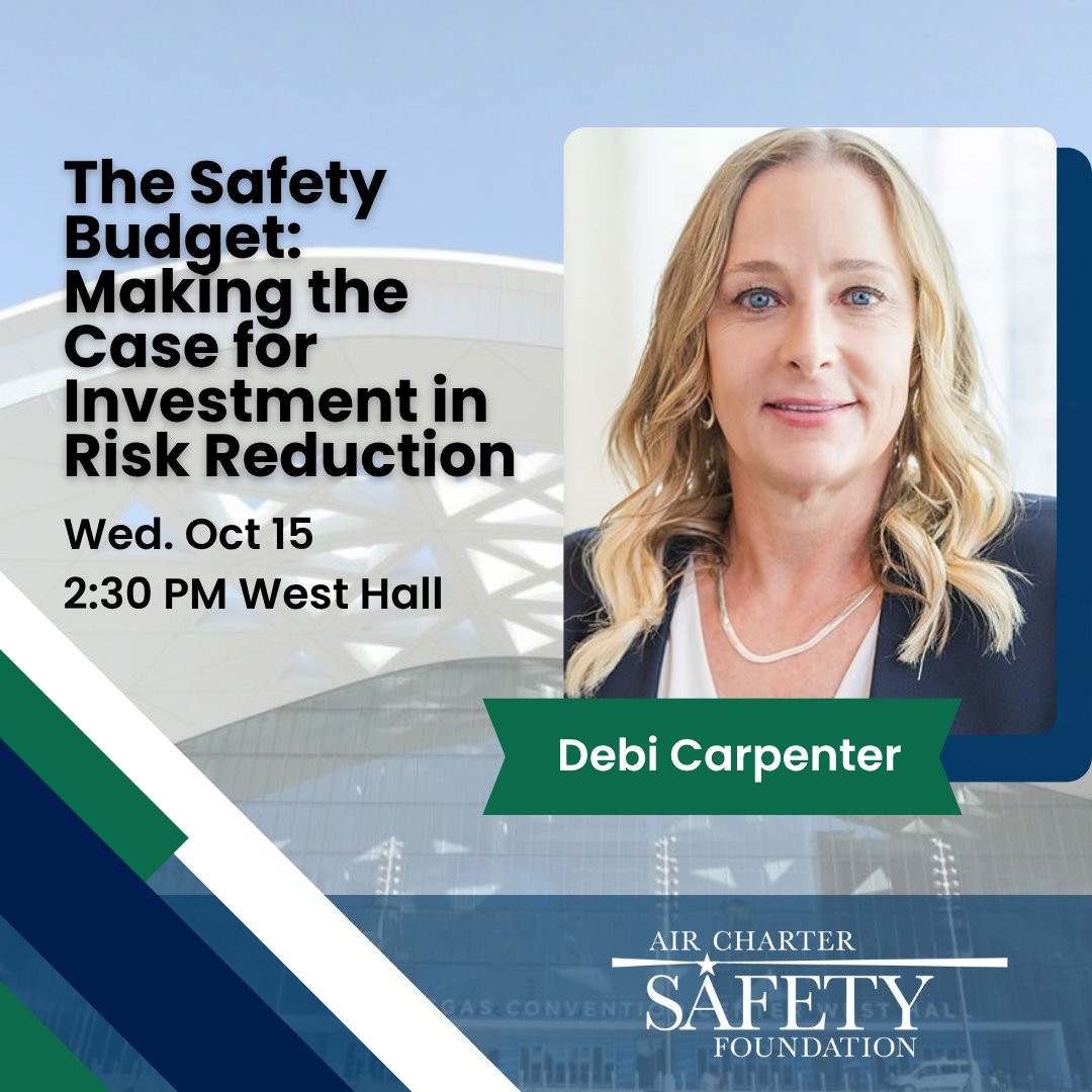 🎤 Catch ACSF President Debi Carpenter at #NBAABACE!
📅 Wed, Oct 15 | 🕝 2:30 PM | 📍West Hall W231
Panel - The Safety Budget: Making the Case for Investment in Risk Reduction
#AviationSafety #ACSF #SafetyLeadership
