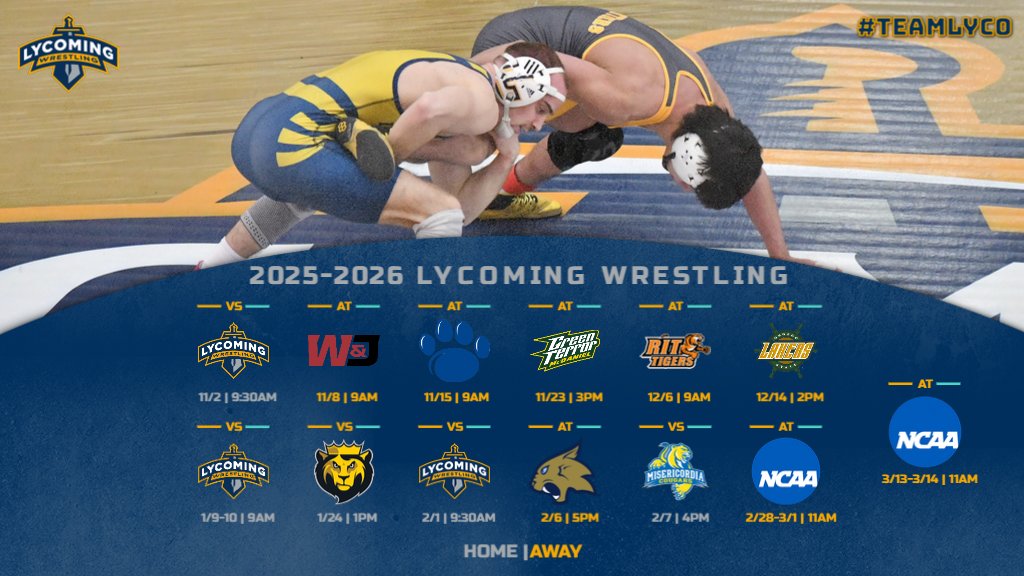 Your 2025-2026 Lycoming Wrestling schedule!