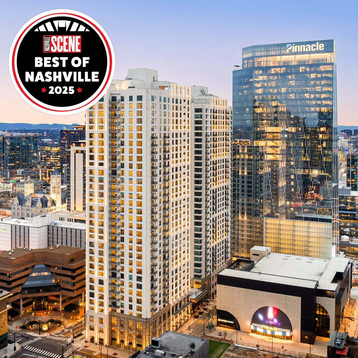 NashvilleYards's tweet photo. The votes are in! Congratulations to #TheEmory & #TheEverett Residences, @UnionStationNsh, #PinnacleFinancialPartners, @ascenstthomas, & @TheUrbanJuicer on being recognized by @NashvilleScene's "2025 Best of Nashville" awards! Explore the full list: https://t.co/W3fmtHg5Hk https://t.co/XuHy3oLxC8