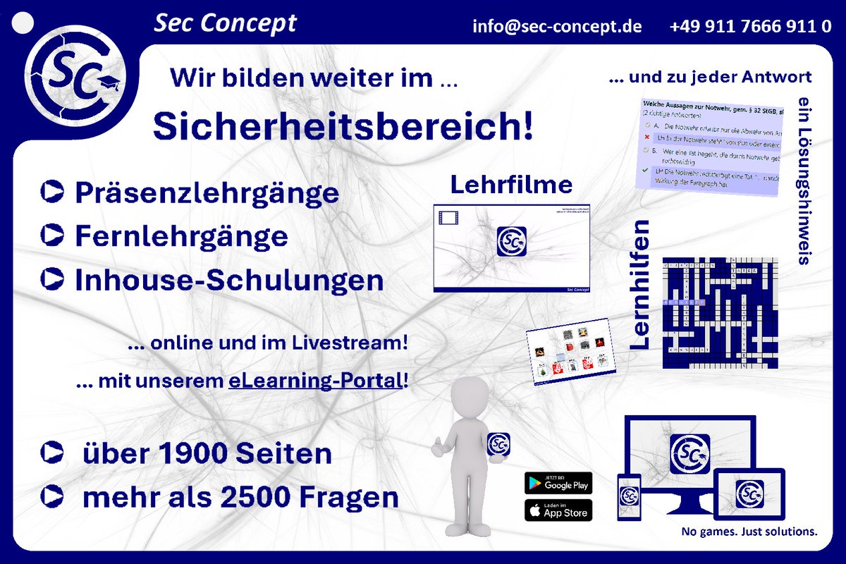 infosecconcept's tweet photo. eLearning flexibel und innovativ😀
#secconcept #Sachkunde #sachkundeprüfung #34a #Gewo #pruefung #elearning #ebooks #sicherheitsdienst #sicherheit #security #bewachung #objektschutz #werkschutz #veranstaltungsschutz #ladendetektiv #detektiv #WSFK https://t.co/8tulVmgi1N
