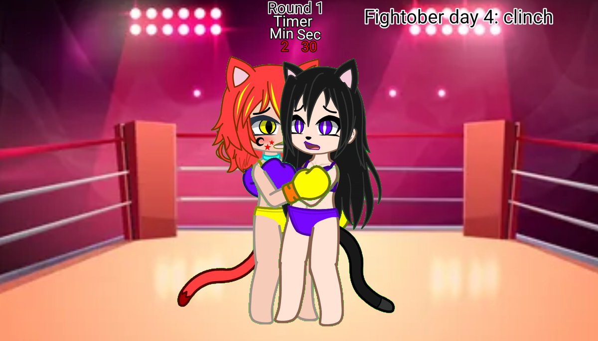 Fightober day 4: clinch 
Alex Vs Miki (Bikini match)
Alex is my main oc 
Miki belongs to a friend