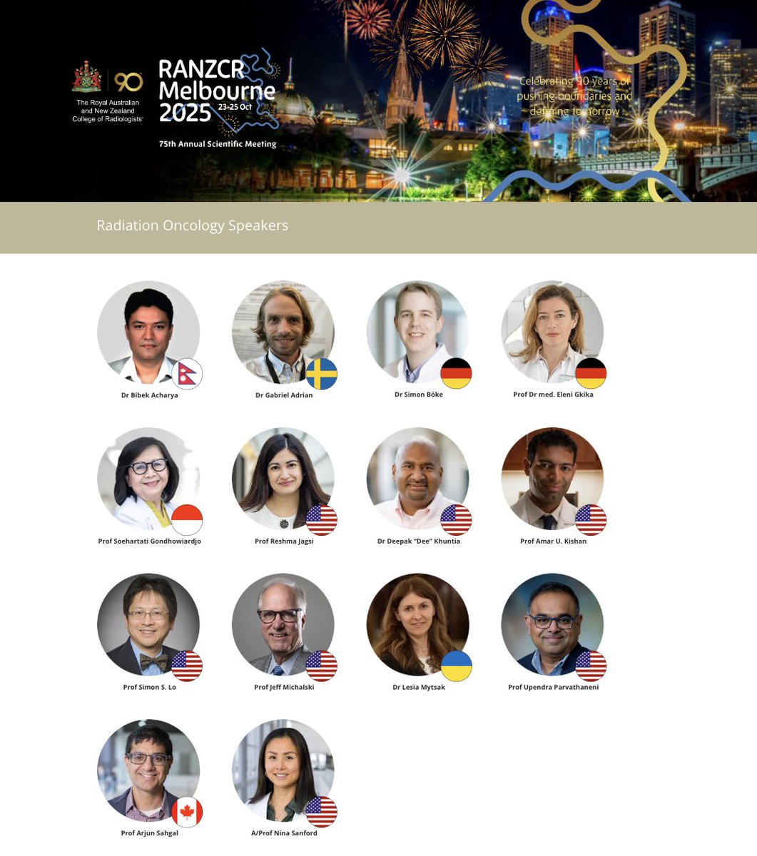 NiuSanford's tweet image. ~1 week away!
Look forward to joining esteemed colleagues in Melbourne for the 75th annual RANZCR meeting.
10/23-25. More info/register here:
ranzcrasm.com