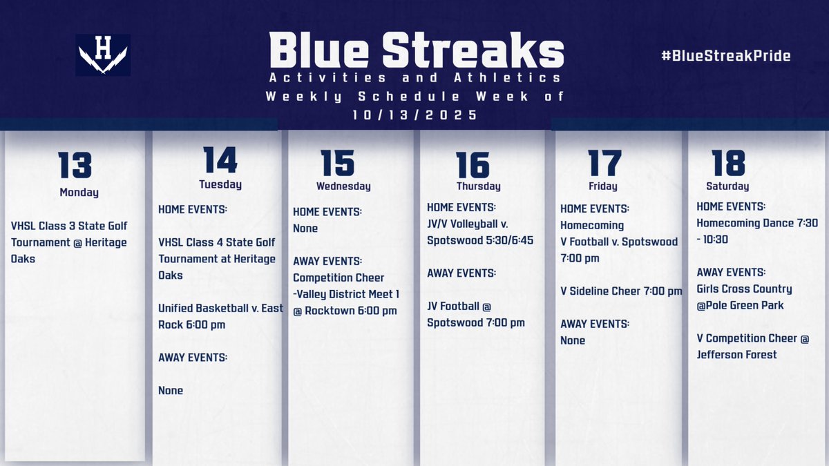 HHS_BlueStreaks's tweet image. Good luck to all of our teams competing this week!  #BlueStreakPride