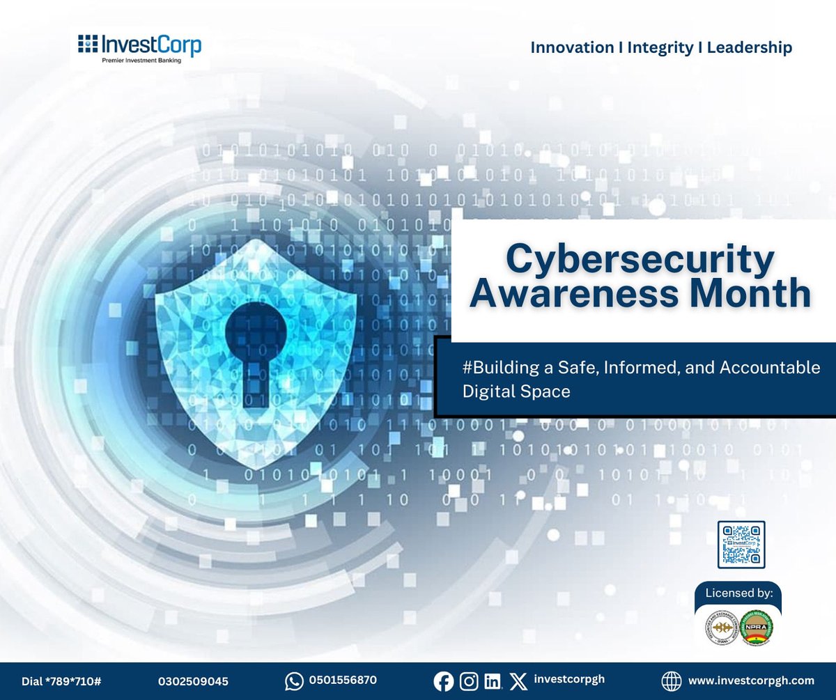 October is #CybersecurityAwarenessMonth 

A reminder that a safer digital world begins with us. This year’s theme, “Building a Safe, Informed, and Accountable Digital Space,” encourages everyone to stay alert, verify information, and act responsibly online.