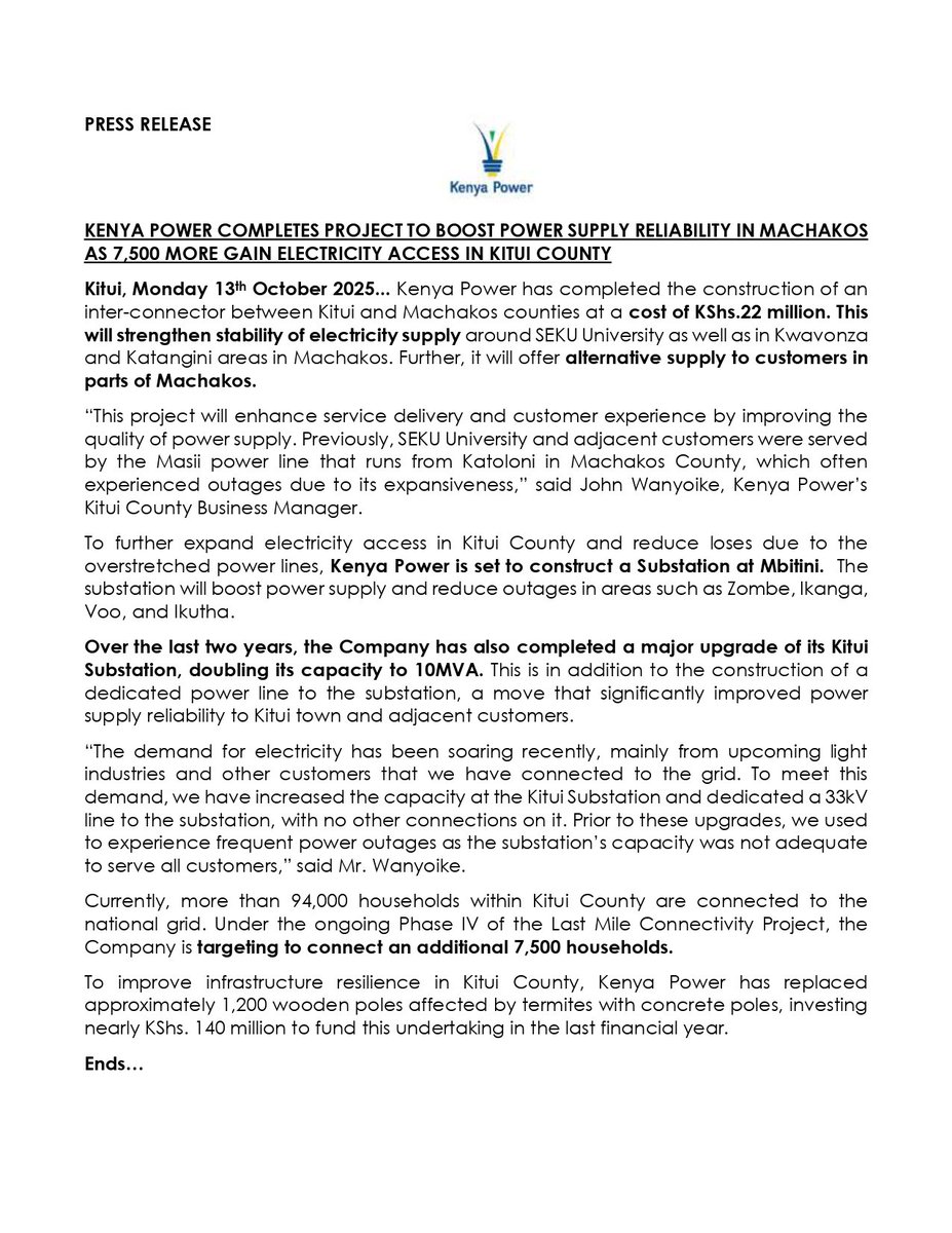 KenyaPower's tweet photo. #MashujaaDay2025 #EnergyWeek2025 #KawiUstawiUshujaa #TwendeKitui 🇰🇪🇰🇪🇰🇪🫡 ^KN https://t.co/BrMC3oDx6d
