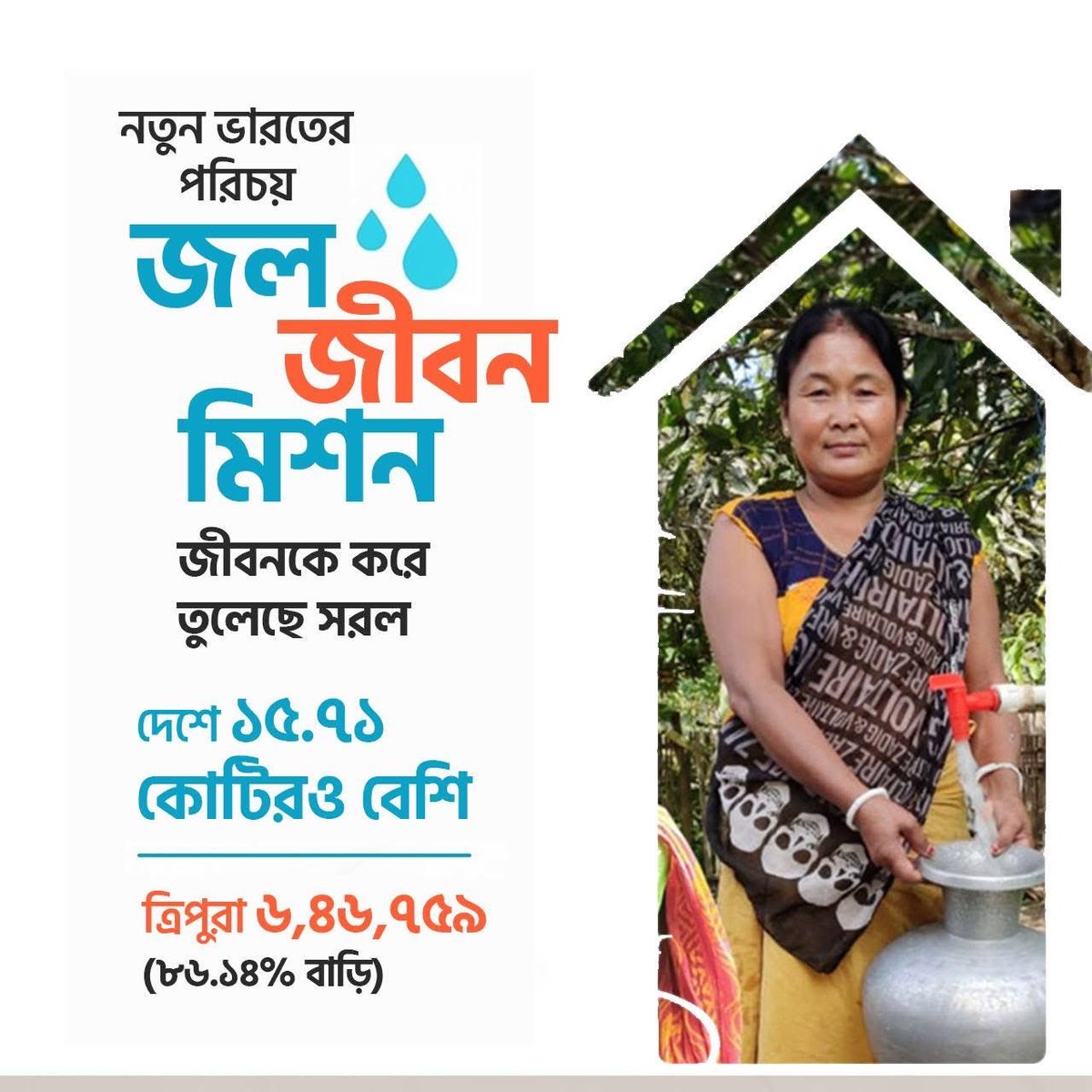 santanachakma59's tweet photo. মাত্র ৩ % থেকে জল জীবন মিশনে ৮৬.১৪ % পরিবারে পৌঁছে গেছে পানীয় জলের সুবিধা। https://t.co/zq9Up89SdU