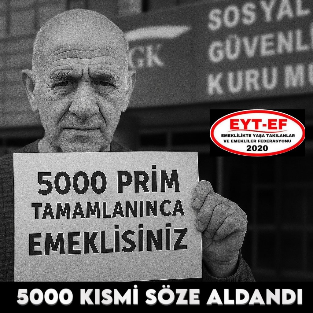 İvedilikle 5000 prim ve Kısmi emeklilik Meclise gelmeli...
<a href="/Akparti/">AK Parti</a> <a href="/MHP_Bilgi/">MHP</a>
<a href="/isikhanvedat/">Prof. Dr. Vedat Işıkhan</a> <a href="/memetsimsek/">Mehmet Simsek</a>
<a href="/RTErdogan/">Recep Tayyip Erdoğan</a> <a href="/dbdevletbahceli/">Devlet Bahçeli</a>
<a href="/avabdullahguler/">Abdullah Güler</a> <a href="/_cevdetyilmaz/">Cevdet Yılmaz</a>
#EmeklininBirCanıKaldı
#5000KısmiSözeAldandı