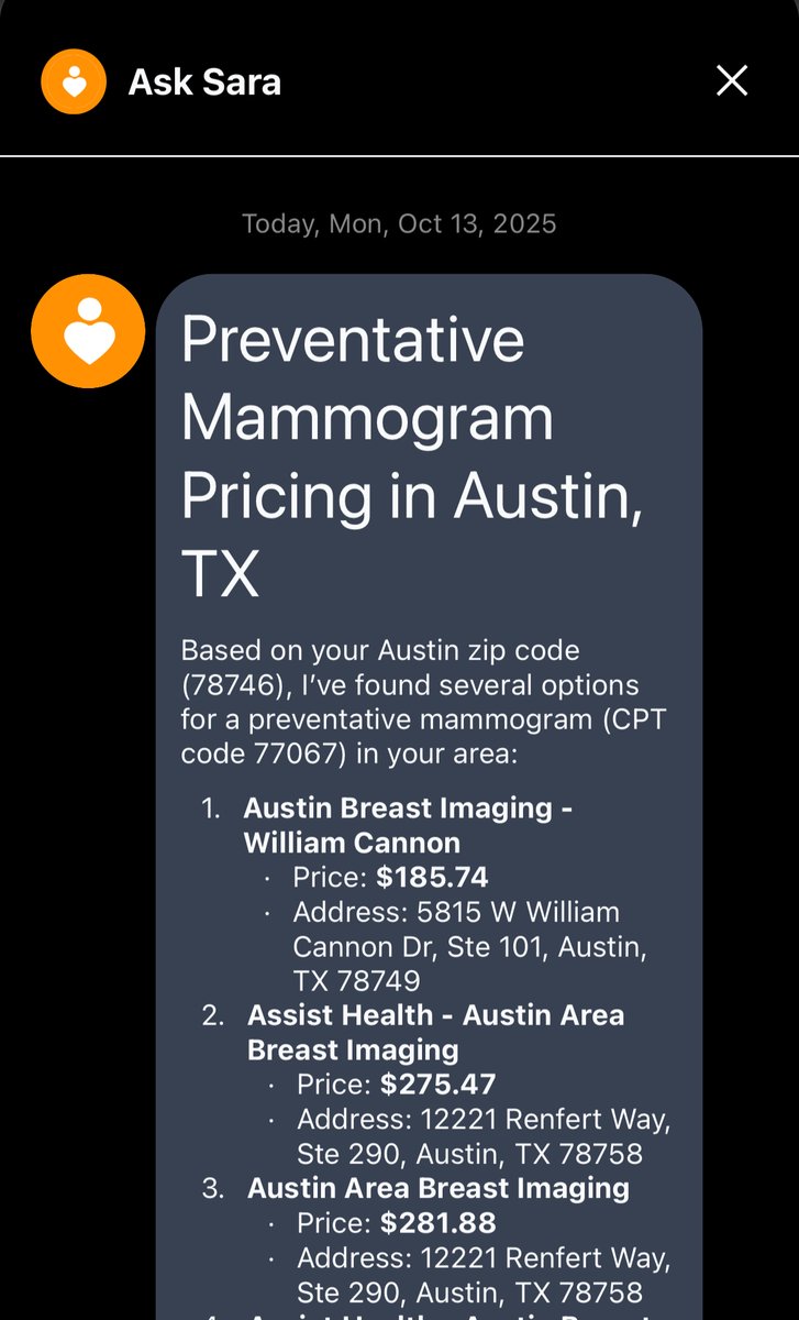 JoinCrowdHealth's tweet image. United denied a $2,000 bill for a preventive mammogram through her employer. When you are looking for a cash pay price in your area, you can look it up on our app. While prices do vary by location, here is what it costs in Austin if you pay directly without insurance. 80-90%…