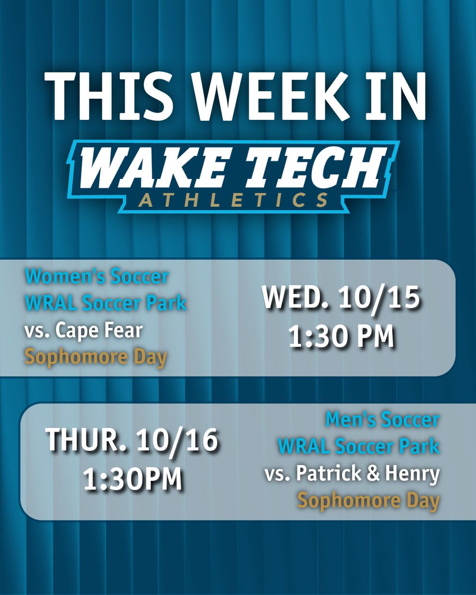 waketechsports's tweet image. 🗓️ This Week in #WakeTech Athletics 🦅