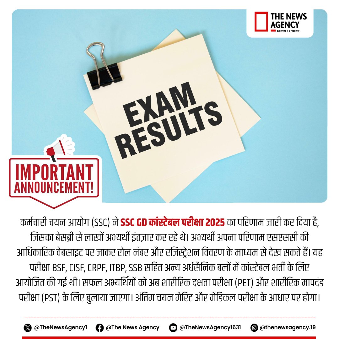 TheNewsAgency1's tweet photo. #SSCGDResult2025 #SSCGDConstable #SSCResults #GovernmentJobs #SSCUpdates #SSCGDRecruitment #GovernmentJobs https://t.co/zgdJVNNCCD