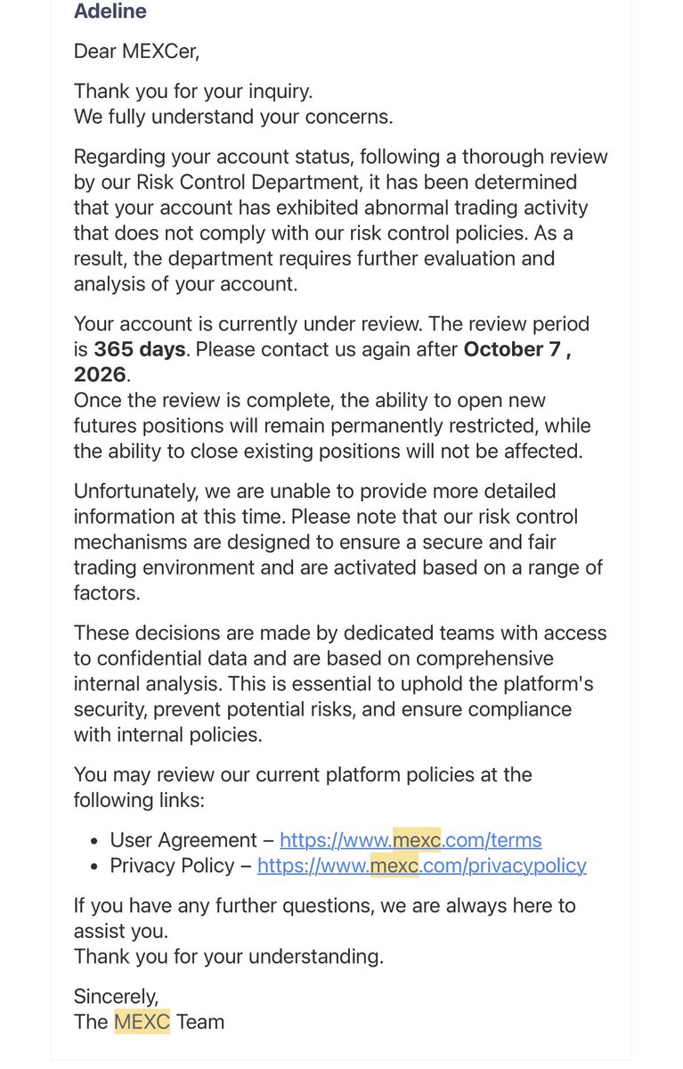 Katwesly's tweet image. Could you please help me withdraw funds from my account? MEXC support hasn’t provided any help🥲 #mexc #mexcriskcontrol