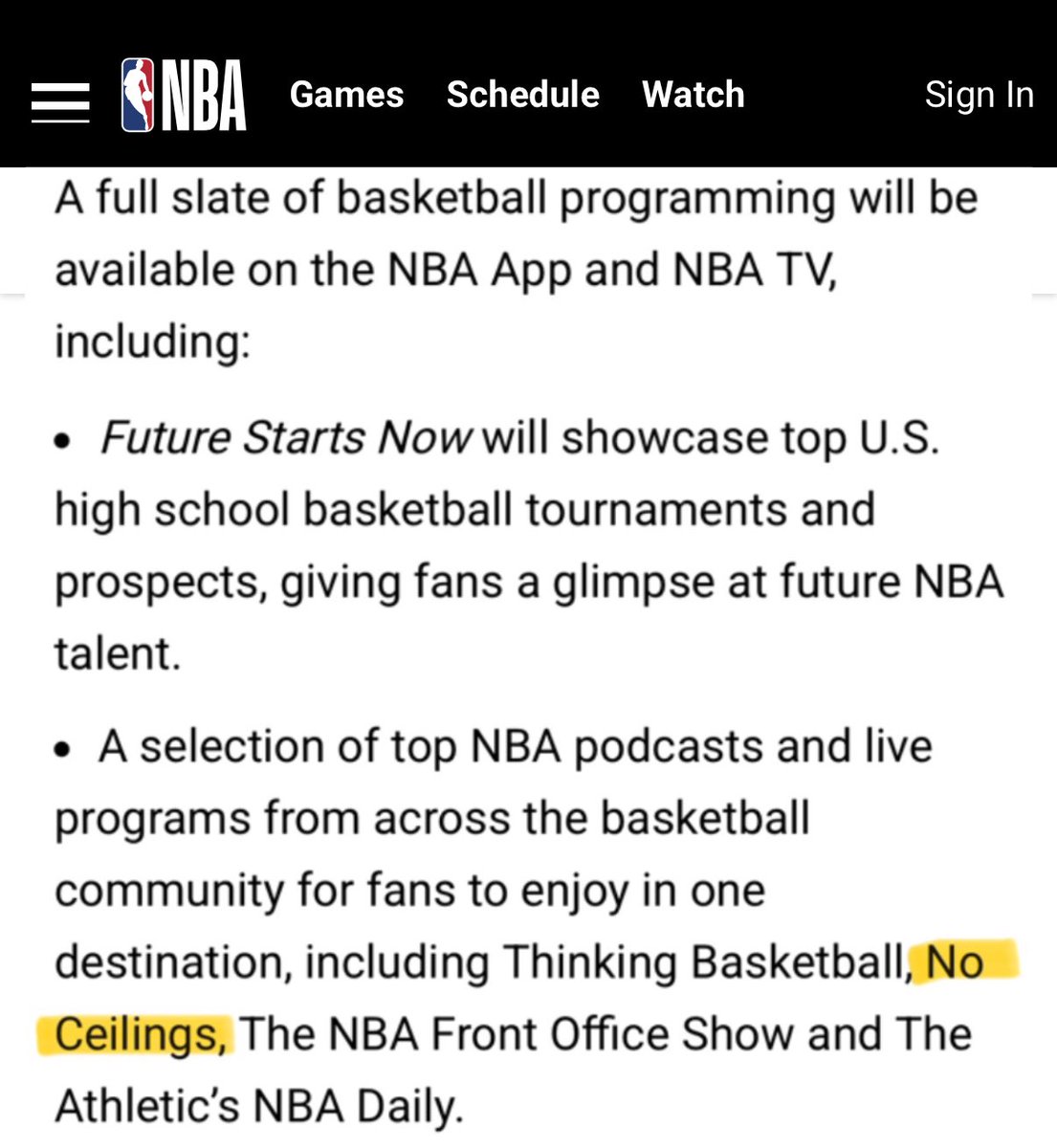 A milestone moment made possible by our community. We are so grateful to team up with the <a href="/NBA/">NBA</a> this season. To everyone who has been on this journey with us…you made this happen 🫵

Thank you for reading, listening, &amp; watching everyday. Buckle up, the best is yet to come!