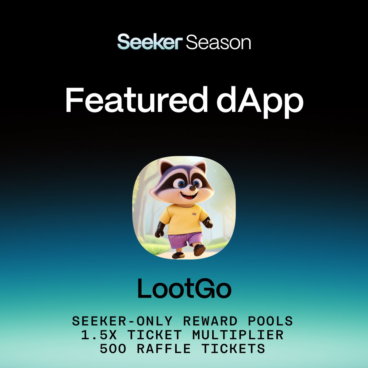Seeker | Solana Mobile (@solanamobile) on Twitter photo Our next featured dApp is <a href="/lootgo_official/">LootGO (mainnet arc)</a>!
They’re kicking off Seek Treasure — a multi-week, real-world treasure hunt where Seekers get exclusive boosts:
- Seeker-only reward pools
- 1.5× ticket multiplier
- 500 raffle tickets
Download it today from the Solana dApp Store! Our next featured dApp is <a href="/lootgo_official/">LootGO (mainnet arc)</a>!
They’re kicking off Seek Treasure — a multi-week, real-world treasure hunt where Seekers get exclusive boosts:
- Seeker-only reward pools
- 1.5× ticket multiplier
- 500 raffle tickets
Download it today from the Solana dApp Store!