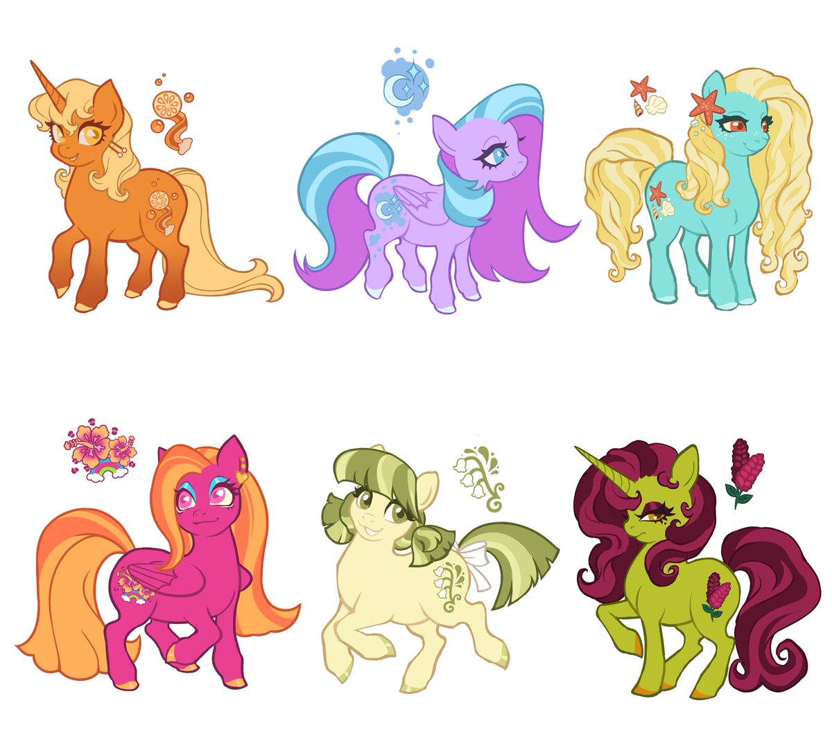 hi everypony... finally was able to finish this batch of adopts.. i wanna get back into the adopt scene! each of these ponies are available to purchase thru my kofi!! link below...