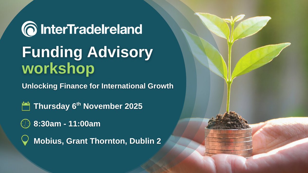 InterTradeIreland (@inter_trade) on Twitter photo Register for our next Funding Advisory Service Workshop on Thursday 6th November. 
This session delivered byβ―Grant Thornton Irelandβ―on behalf of InterTradeIreland will give you the opportunity to find out about the main sources of funding for growth suitable for your business. Register for our next Funding Advisory Service Workshop on Thursday 6th November. 
This session delivered byβ―Grant Thornton Irelandβ―on behalf of InterTradeIreland will give you the opportunity to find out about the main sources of funding for growth suitable for your business.