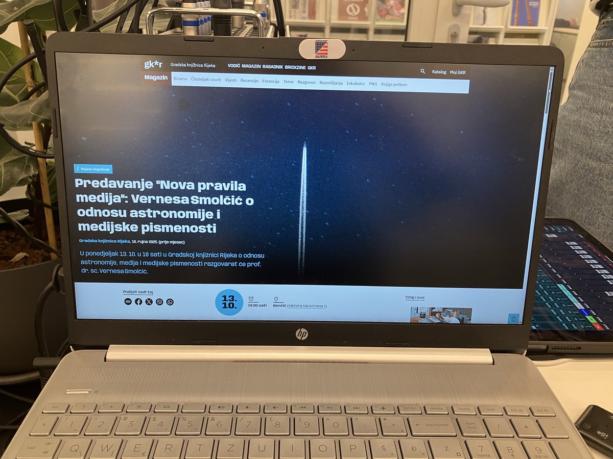 U Gradskoj knjižnici Rijeka o odnosu astronomije, medija i medijske pismenosti razgovarat će prof. dr. sc. Vernesa Smolčić.🤓👍