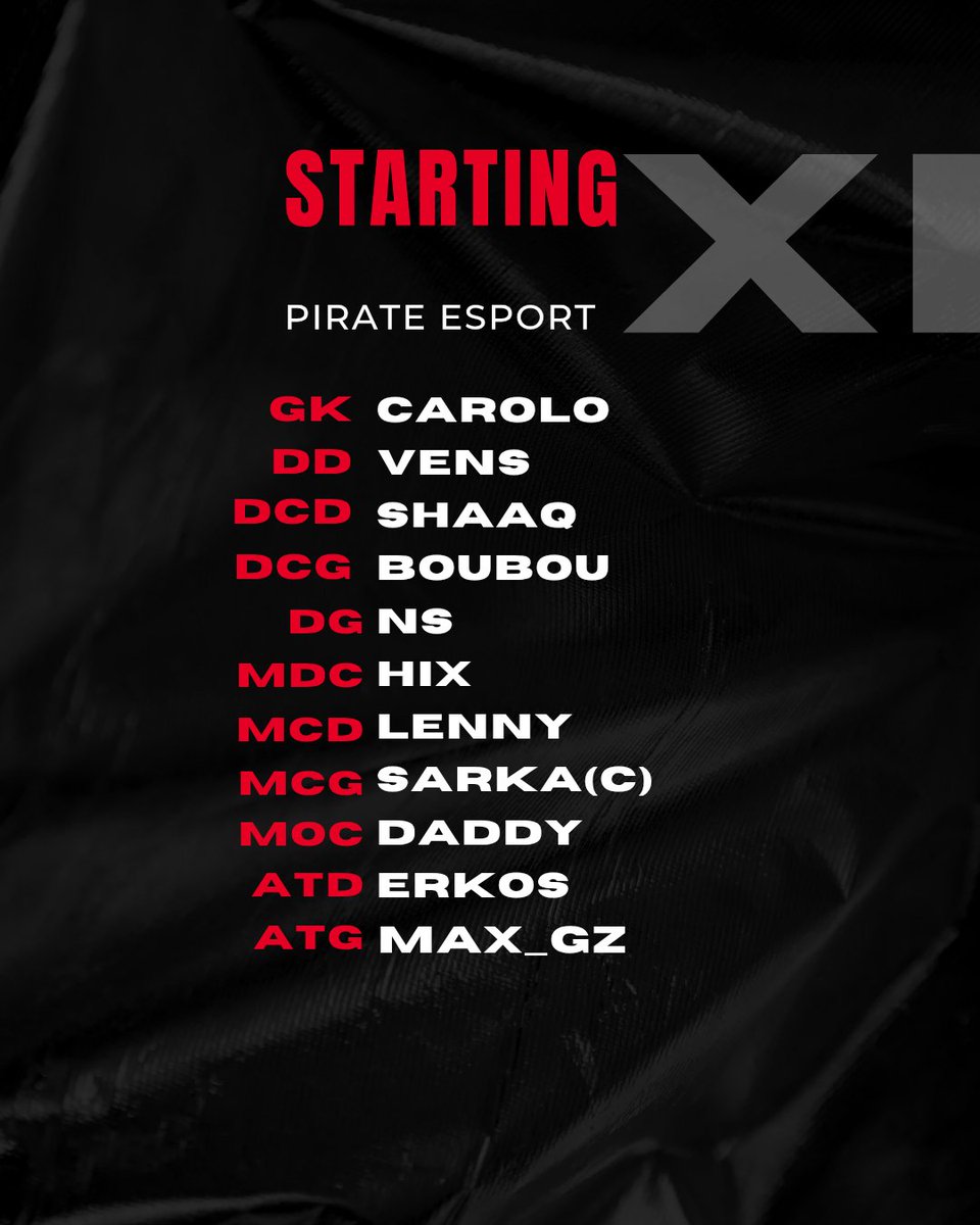 Pirate Esport 🏴☠️ (@pirate_esport) on Twitter photo 🚨 COMPO 🚨
Voici la compo officielle pour cette 1ere Soirée de championnat 🔥
Au Programme 
21h20 🆚 7vie 🇫🇷 
22h00 🆚 XIG Project 🇧🇪
22h20 🆚 Versailles FC 🇧🇪
22h40 🆚 Sunrise 🇫🇷
Venez nombreux à partir de 21h00 sur notre chaîne Twitch 🔥🏴☠️
twitch.tv/sarkalash?sr=a 🚨 COMPO 🚨
Voici la compo officielle pour cette 1ere Soirée de championnat 🔥
Au Programme 
21h20 🆚 7vie 🇫🇷 
22h00 🆚 XIG Project 🇧🇪
22h20 🆚 Versailles FC 🇧🇪
22h40 🆚 Sunrise 🇫🇷
Venez nombreux à partir de 21h00 sur notre chaîne Twitch 🔥🏴☠️
twitch.tv/sarkalash?sr=a